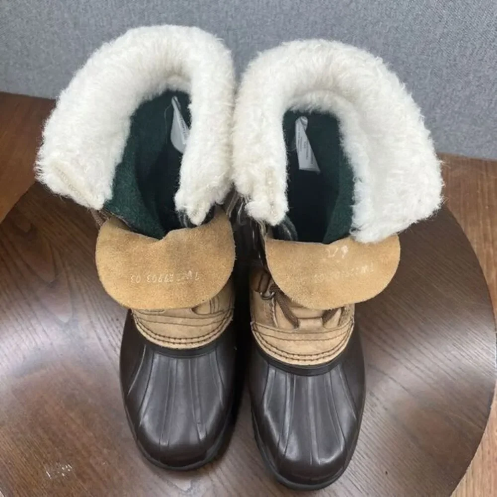 Sorel Alpine Boots Womens Size 7W Brown Leather Shearling Waterproof Snow Winter